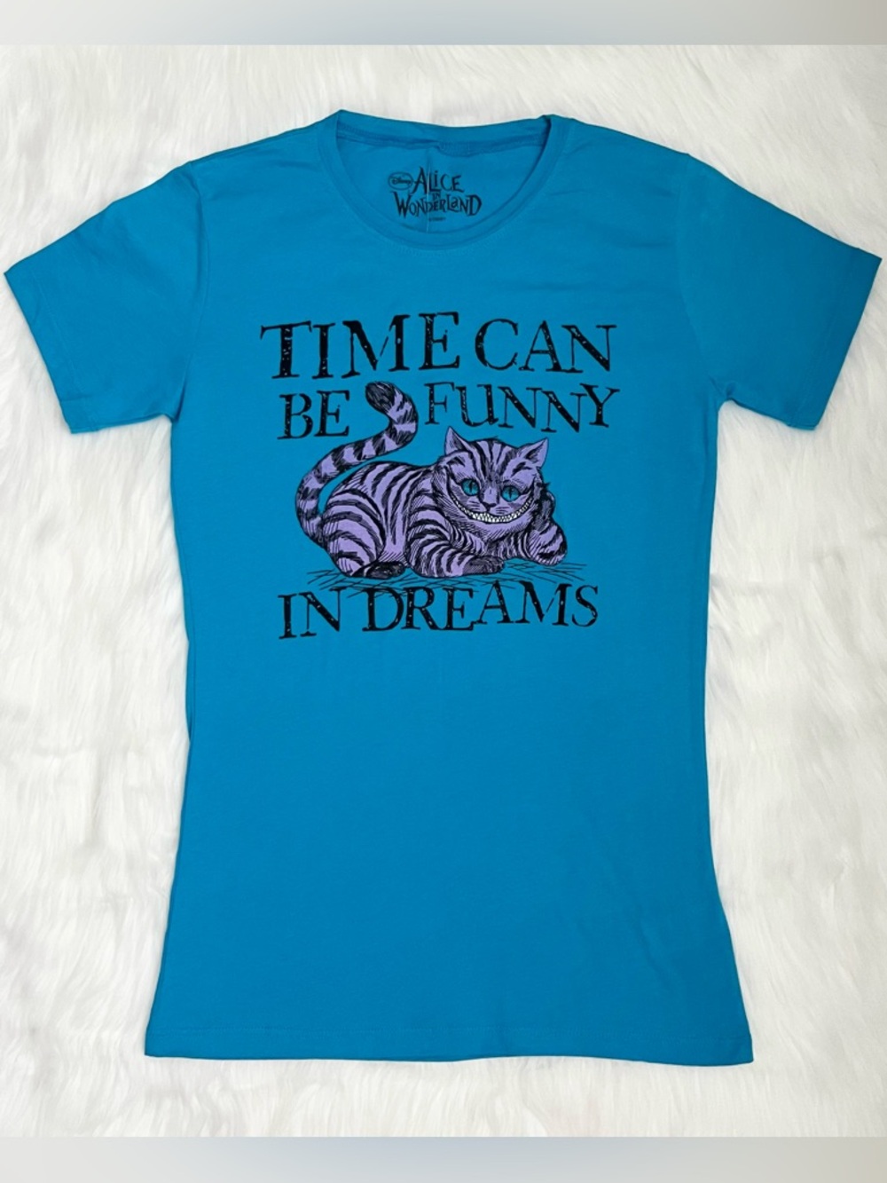 NWT Alice in Wonderland Blue Top with Cheshire Cat Design
